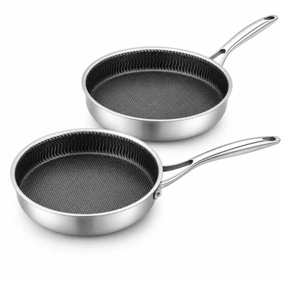 3-lags rustfrit stål non-stick stegepande